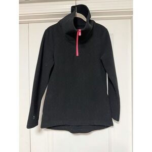 Dudley Stephen, Women's Quarter Zip Pullover Fleece, Black W/Pink Accent, Medium